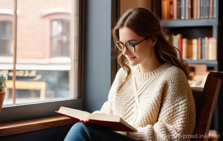 예방의학 전문과목 공부 방법 - **Prompt 1: Cozy Reading Nook**
A young woman with shoulder-length, wavy brown hair, wearing a s...