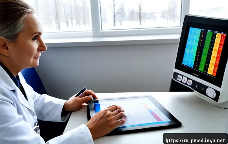 Home 17 예방의학 진단 데이터 해석 방법 - Photorealistic preventive medicine consultation in a modern Moscow clinic, a middle-aged Russian doc...